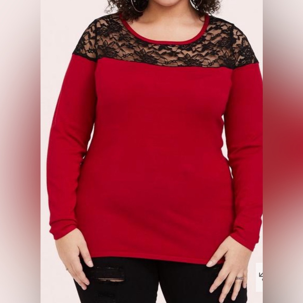 Torrid- Pullover Lace Yolk Sweater